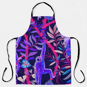 Tropical animals: blue monkeys pattern. apron