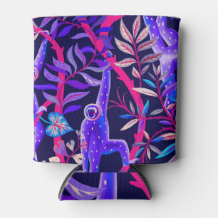 Tropical animals: blue monkeys pattern. can cooler