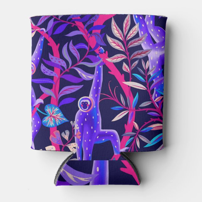 Tropical animals: blue monkeys pattern. can cooler (Front)