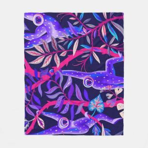 Tropical animals: blue monkeys pattern. fleece blanket