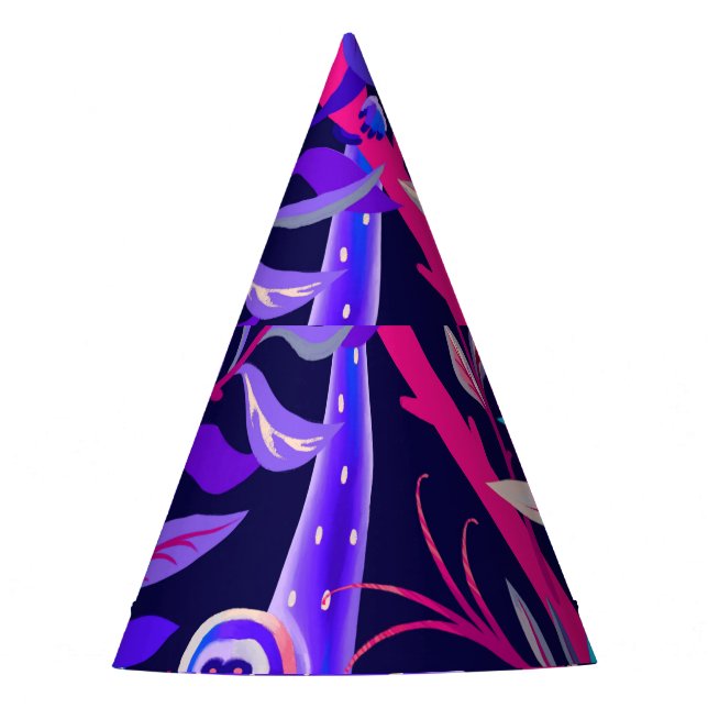 Tropical animals: blue monkeys pattern. party hat (Front)