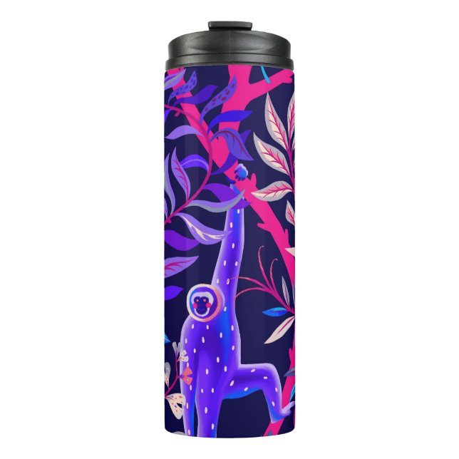 Tropical animals: blue monkeys pattern. thermal tumbler (Front)