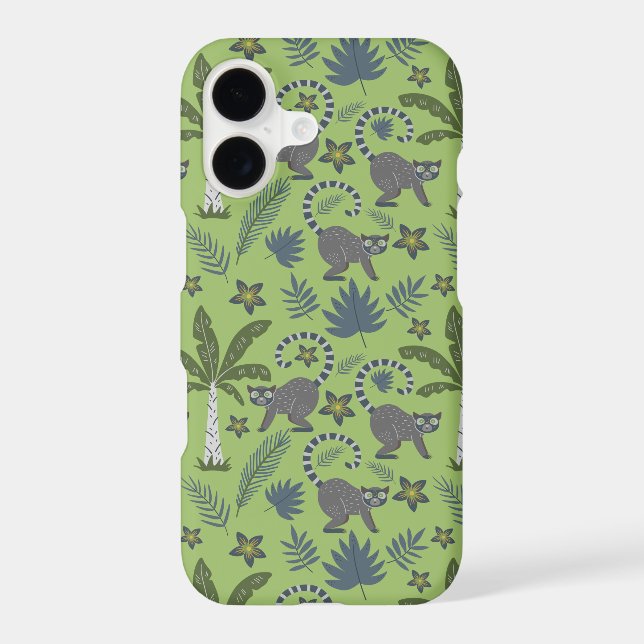 Tropical animals seamless pattern green and grey (Back)