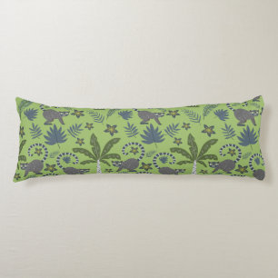 Tropical animals seamless pattern green and grey body cushion