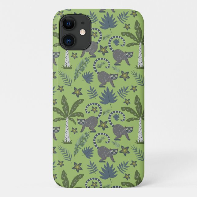 Tropical animals seamless pattern green and grey Case-Mate iPhone case (Back)