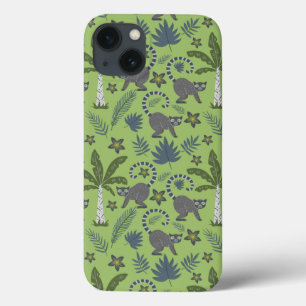 Tropical animals seamless pattern green and grey iPhone 13 case