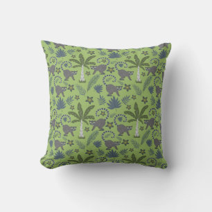 Tropical animals seamless pattern green and grey cushion