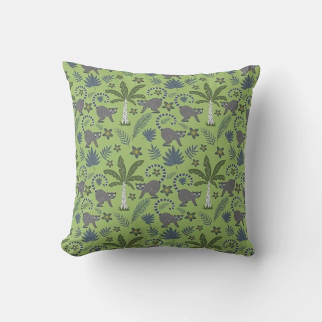 Tropical animals seamless pattern green and grey cushion (Front)