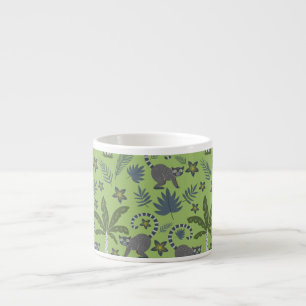 Tropical animals seamless pattern green and grey espresso cup