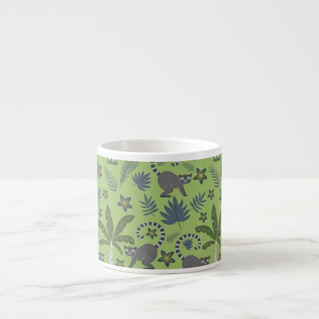 Tropical animals seamless pattern green and grey espresso cup (Front)