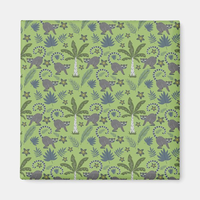 Tropical animals seamless pattern green and grey magnet (Front)