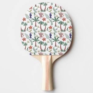 Tropical animals seamless pattern macaw and monkey ping pong paddle