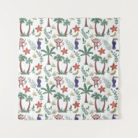 Tropical animals seamless pattern macaw and monkey