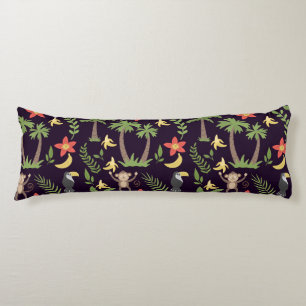 Tropical animals seamless pattern monkey & macaw body cushion