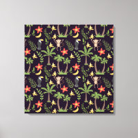 Tropical animals seamless pattern monkey & macaw
