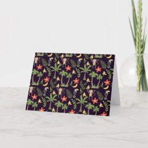 Tropical animals seamless pattern monkey & macaw card