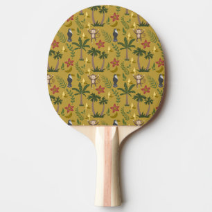 Tropical animals seamless pattern monkey , macaw ping pong paddle