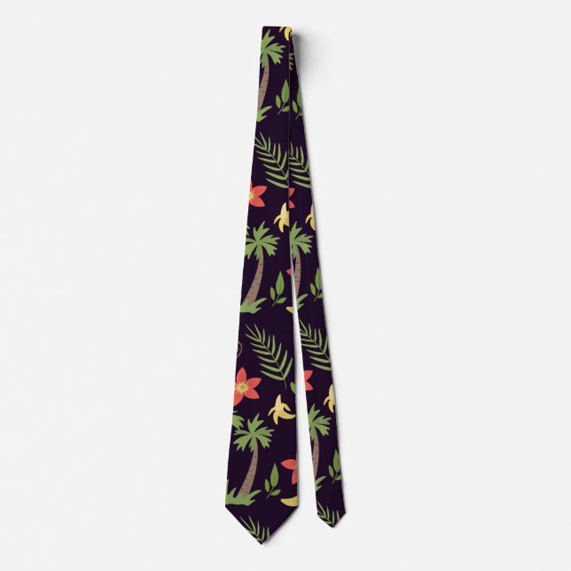 Tropical animals seamless pattern monkey & macaw tie (Front)