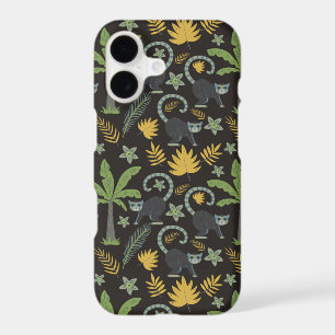 Tropical animals seamless pattern monkey palm tree