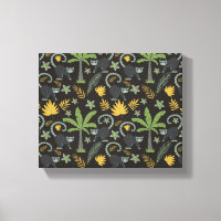 Tropical animals seamless pattern monkey palm tree