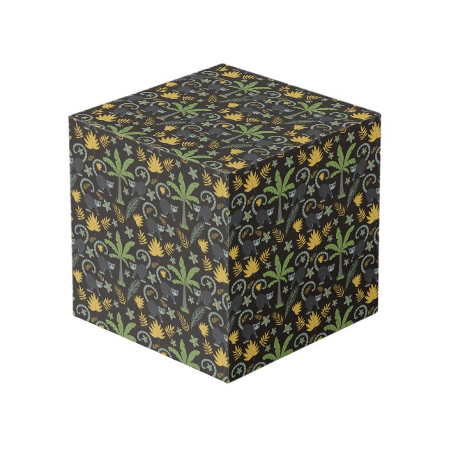 Tropical animals seamless pattern monkey palm tree cube (Front Angled)
