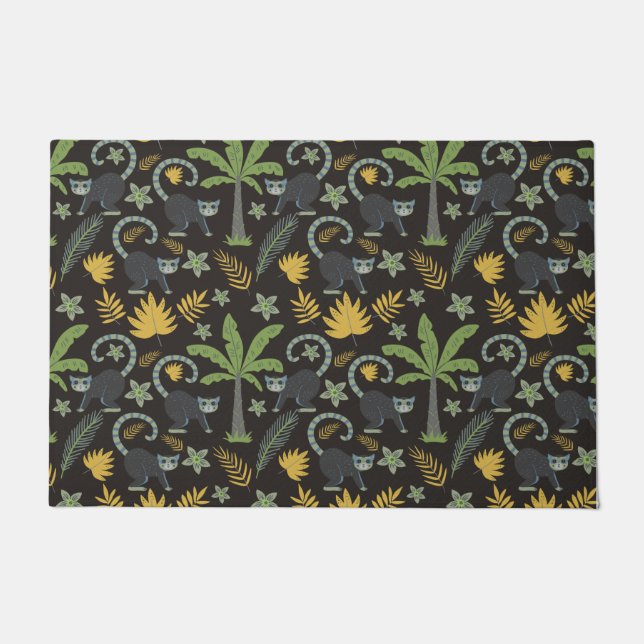 Tropical animals seamless pattern monkey palm tree doormat (Front)