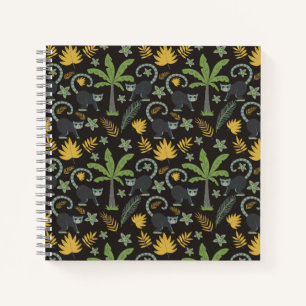 Tropical animals seamless pattern monkey palm tree notebook