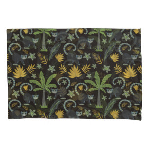 Tropical animals seamless pattern monkey palm tree pillowcase