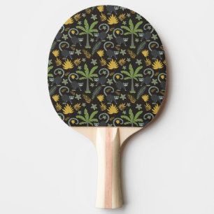 Tropical animals seamless pattern monkey palm tree ping pong paddle