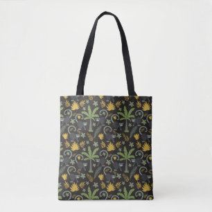 Tropical animals seamless pattern monkey palm tree tote bag