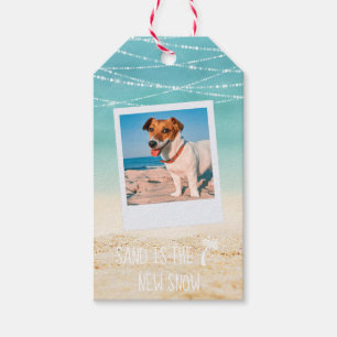 Tropical Aqua Beach Warm Wishes 2-Sided Photo Gift Tags