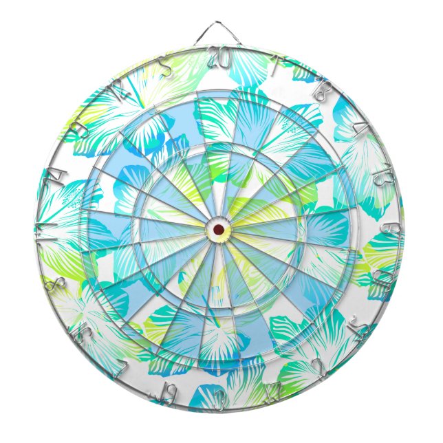 Tropical aqua flowers dartboard (Front)