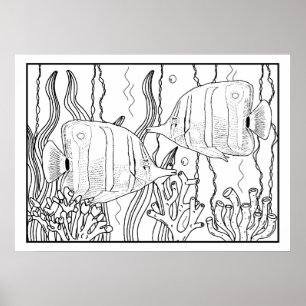Tropical Aquarium Fish DIY Colouring Poster