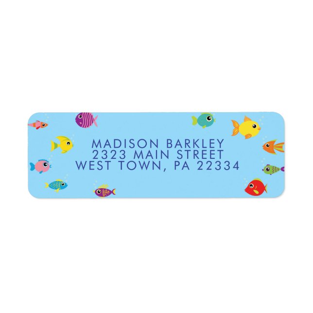 Tropical Aquarium Fish Kid's Return Address Label (Front)