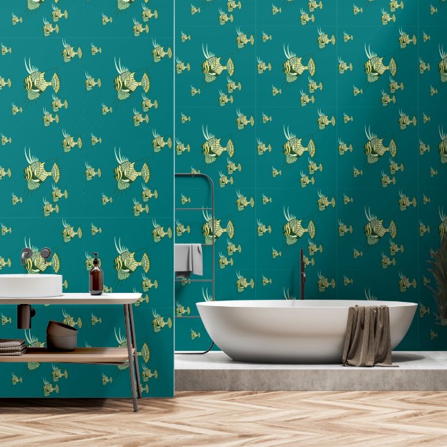 Tropical Aquatic Fish Wallpaper (Bathroom)