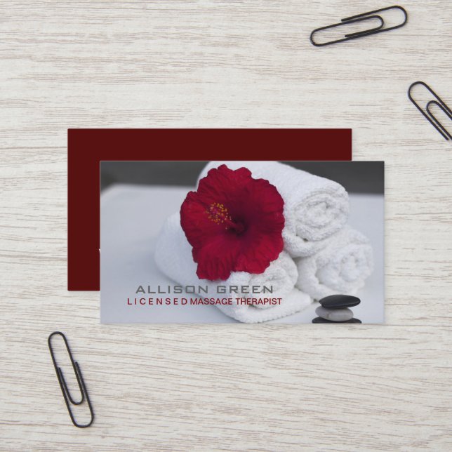 Tropical Aromatherapy SPA Salon Massage therapist Business Card (Front/Back In Situ)