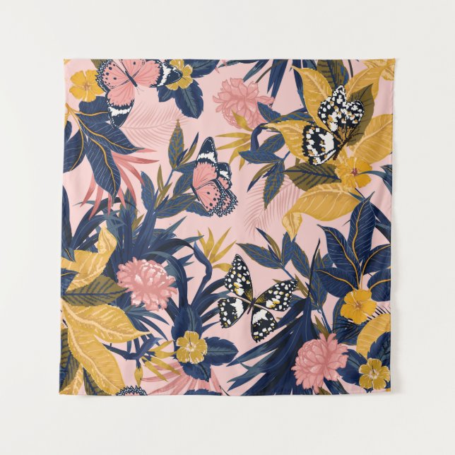 Tropical Art: Bright Forest Patterns Tapestry (Front)
