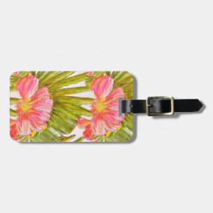 Tropical art, hibiscus flowers luggage tag