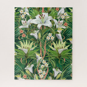 Tropical Art Nouveau Lilies & Cockatoos Puzzle