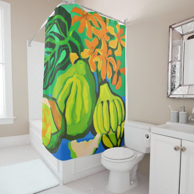 Tropical art  shower curtain (In Situ)