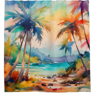 Tropical art  shower curtain