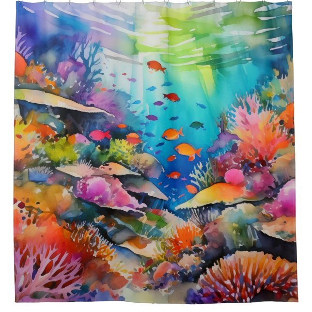 Tropical art  shower curtain (Front)
