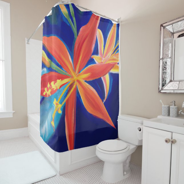 Tropical art  shower curtain (In Situ)