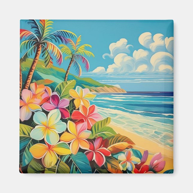 Tropical art Vintage lithograph Magnet (Front)