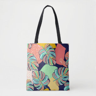Tropical Artwork: Multicolored Monstera Design Tote Bag