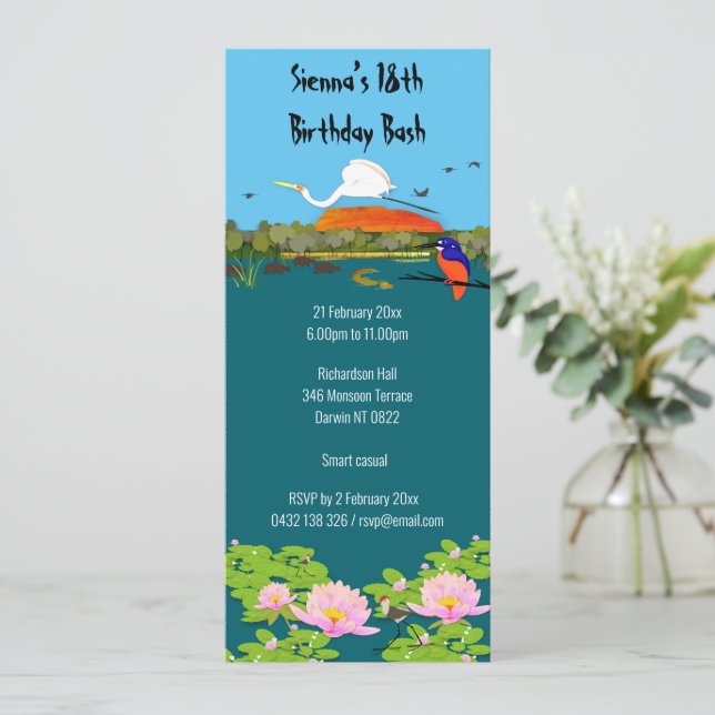 Tropical Australia Kakadu Inspired Invitation (Standing Front)