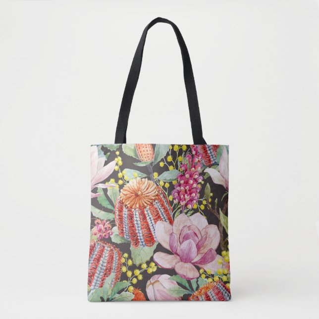 Tropical Australian plants, watercolor pattern. Tote Bag (Front)