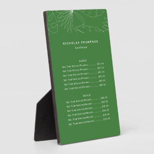 Tropical Auto Detailing Service Price List Plaque