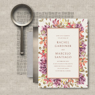 Tropical Autumn Floral Wedding Invitation