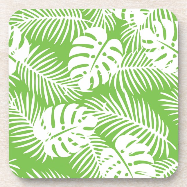 Tropical autumn, summer leaf patterns coaster (Front)